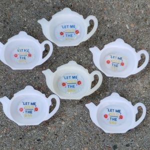 Vintage 6 Tea Bag Holders White Plastic Made in Hong Kong